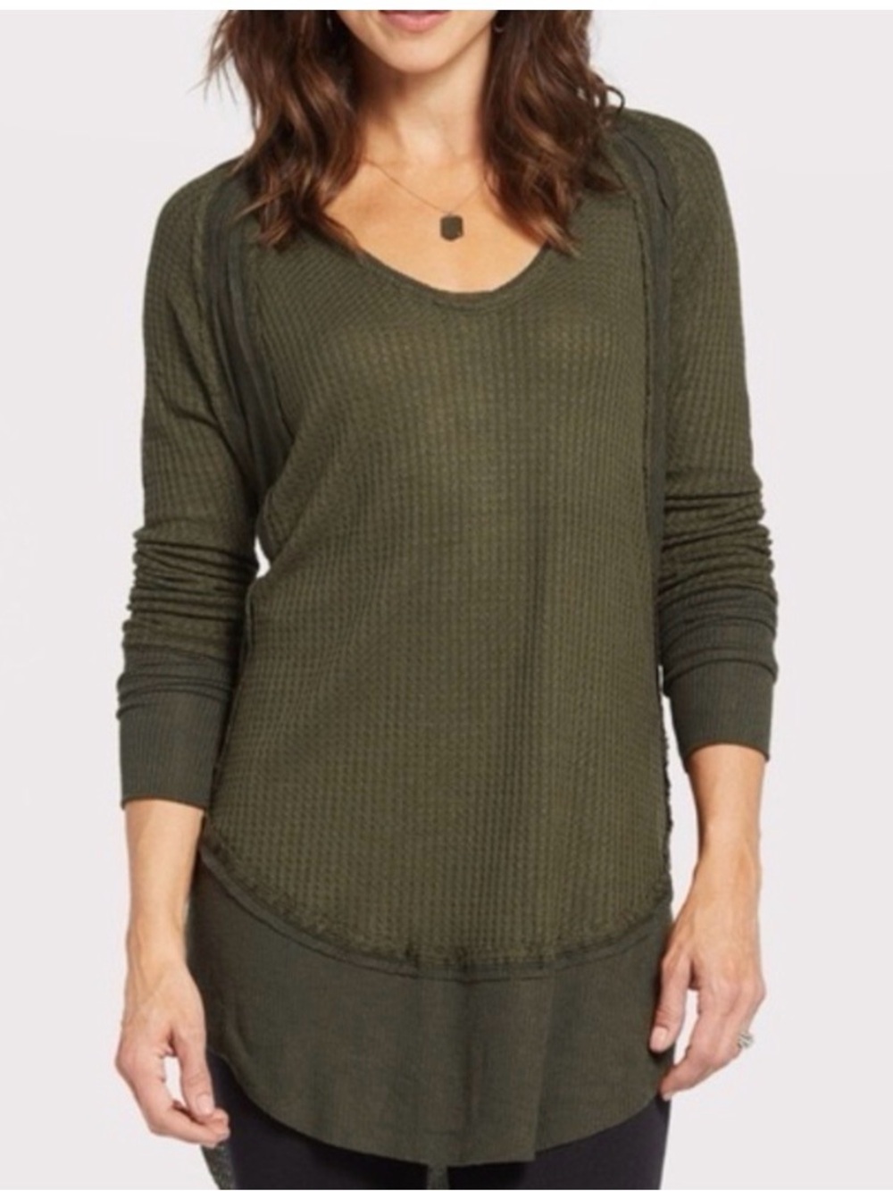 We the Free Womens S green Catalina V-Neck Thermal Top